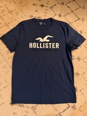 Hollister Navy T-Shirt with White Logo